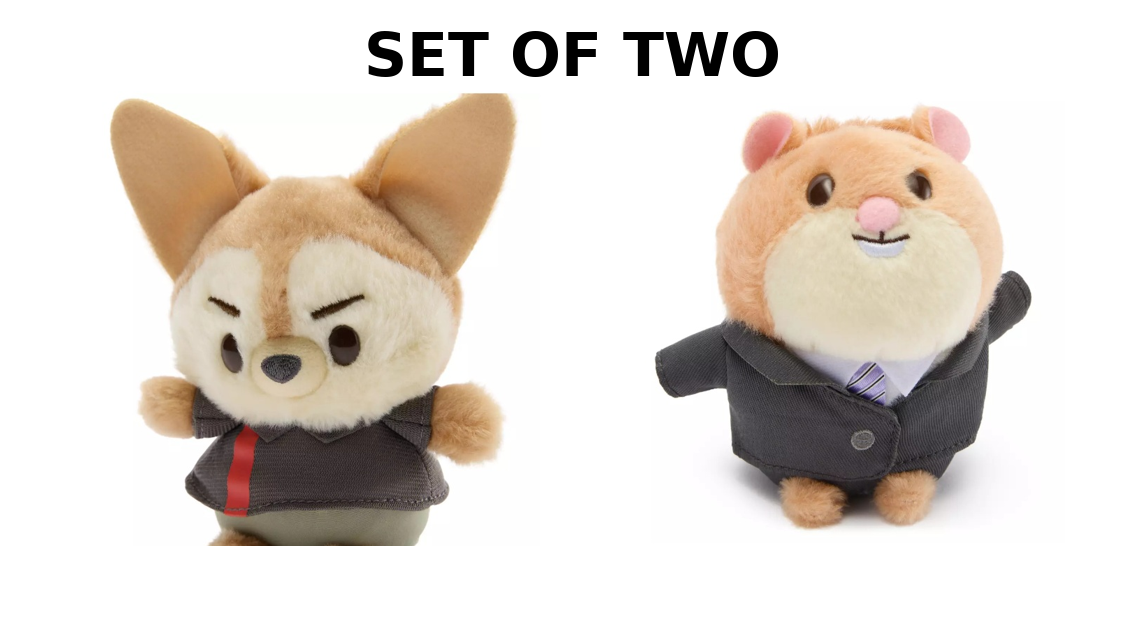 Disney Store Japan Zootopia Urupocha Chan Plush Set of 2 Finnick Lemming Mini 4” NWT