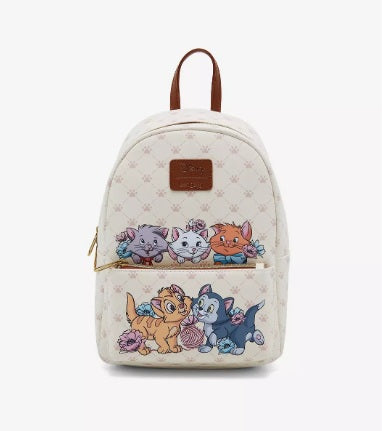 Loungefly Disney Aristocats Cats Floral Mini Backpack NWT Faux Leather Cream Marie