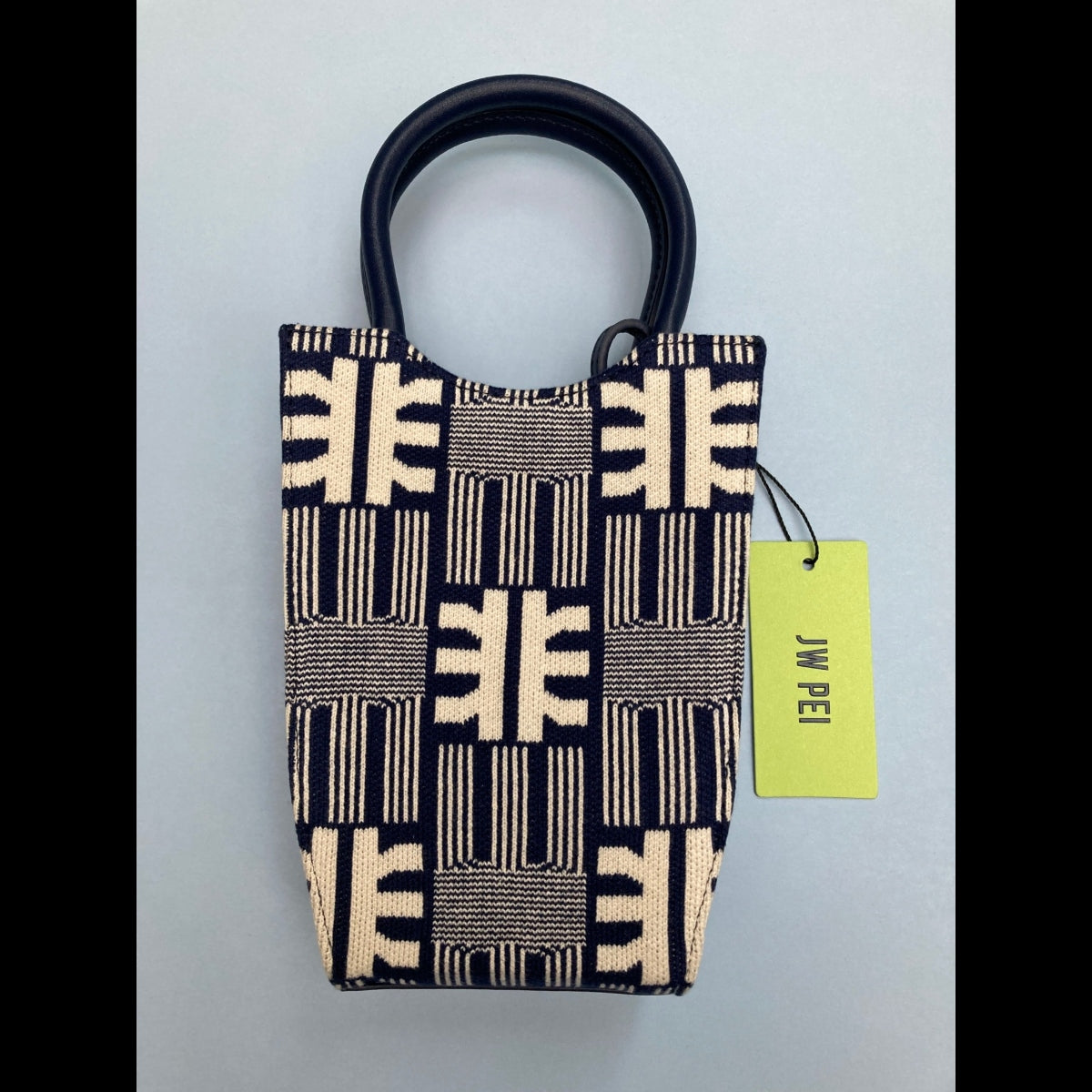 JW PEI FEI Navy Jacquard Knit Mini Tote Phone Bag Crossbody NWT