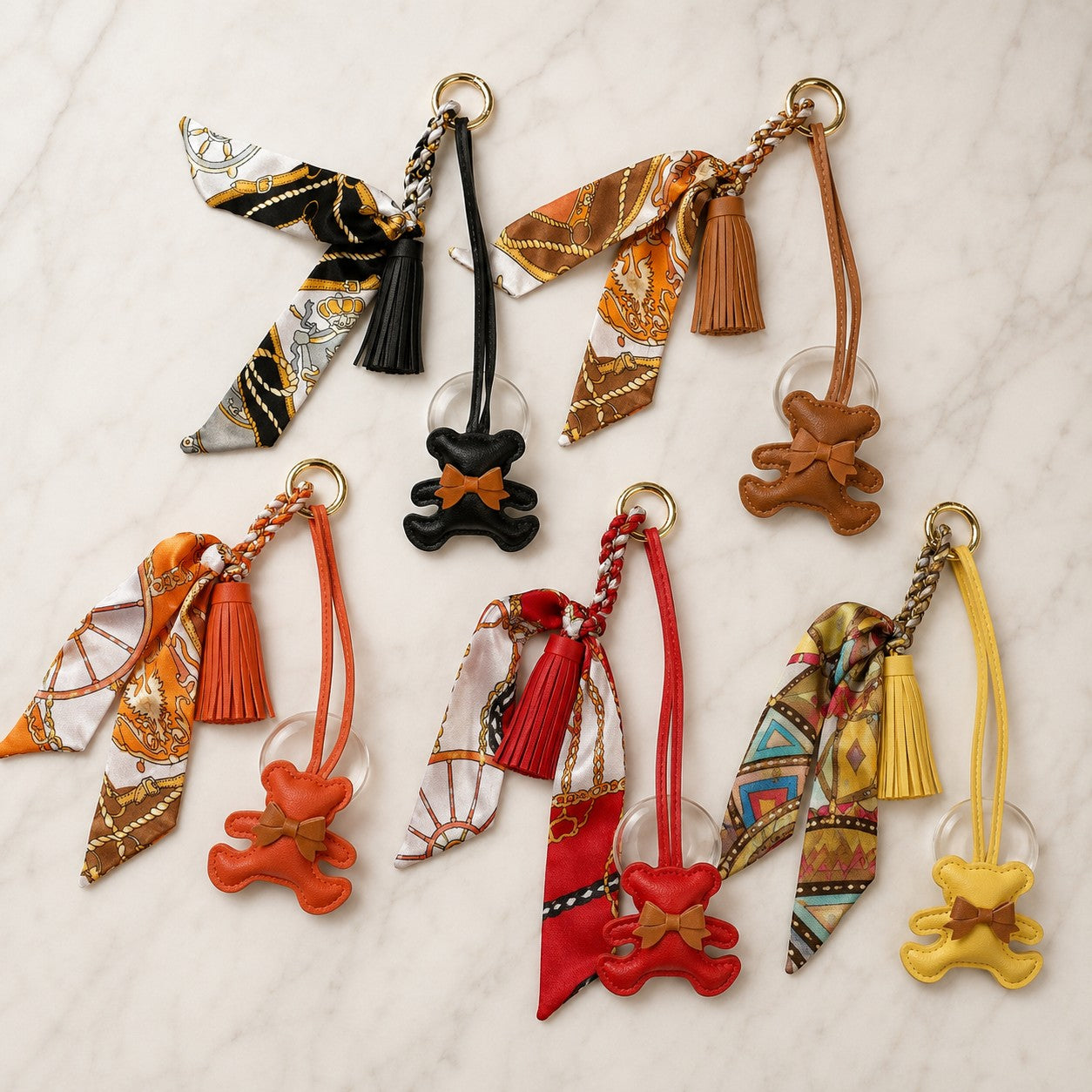 Chic Teddy Bear Handbag Adornment & Keychain, 5 Color Options