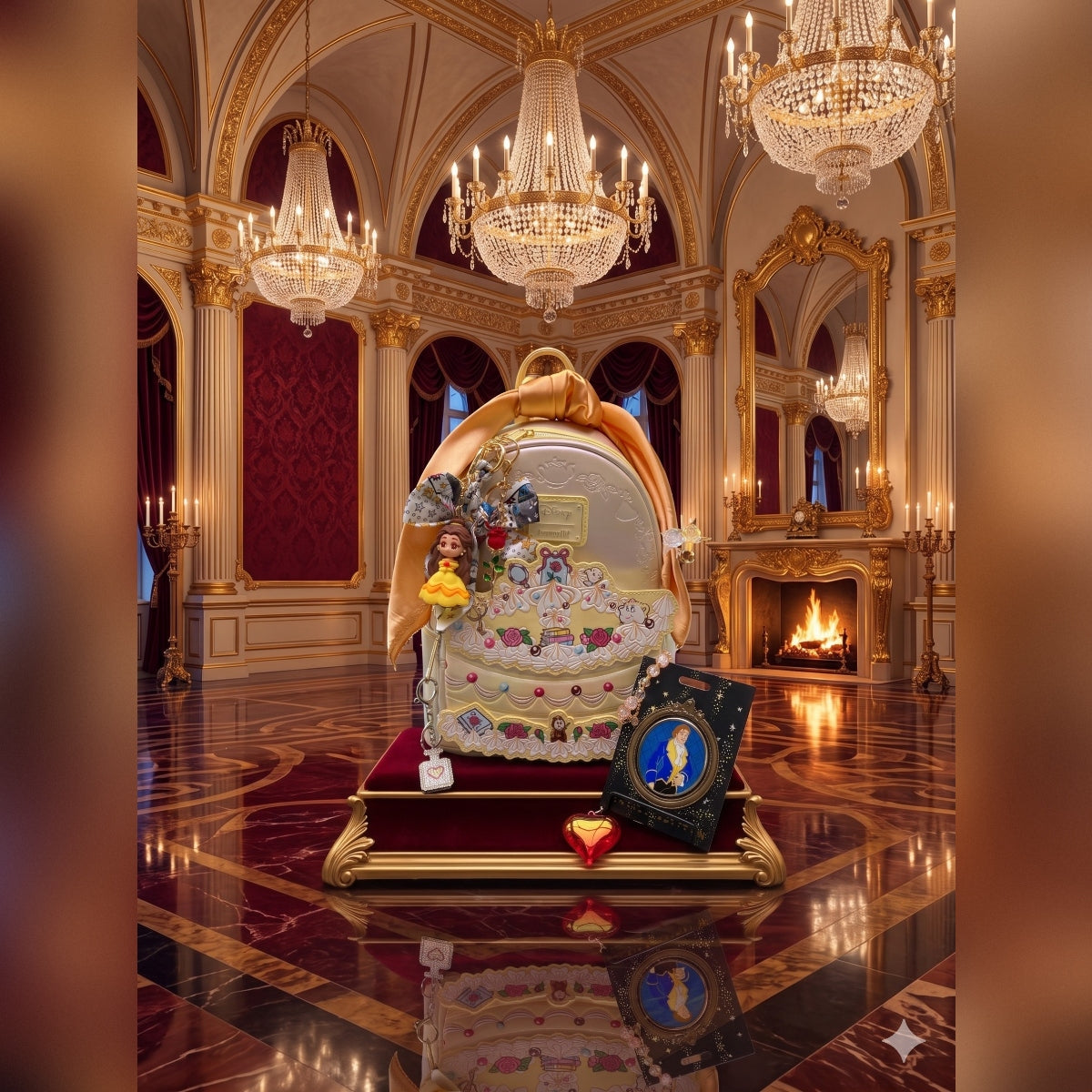 Disney Loungefly BATB Cake Mini Backpack & Signature Bundle NWT - Belle