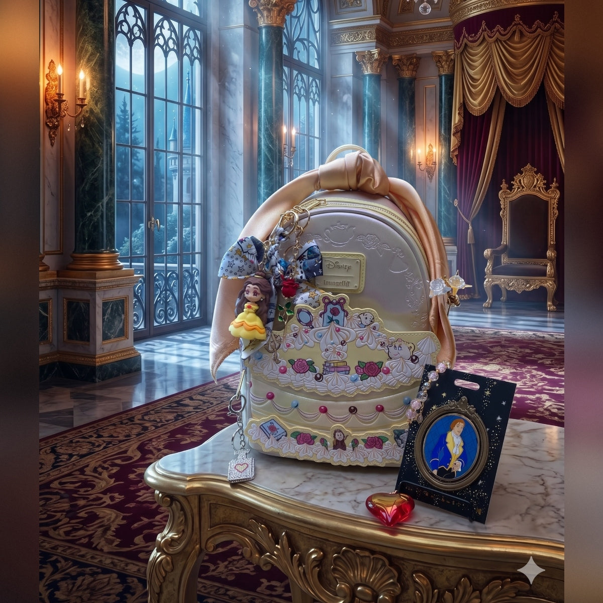 Disney Loungefly BATB Cake Mini Backpack & Signature Bundle NWT - Belle