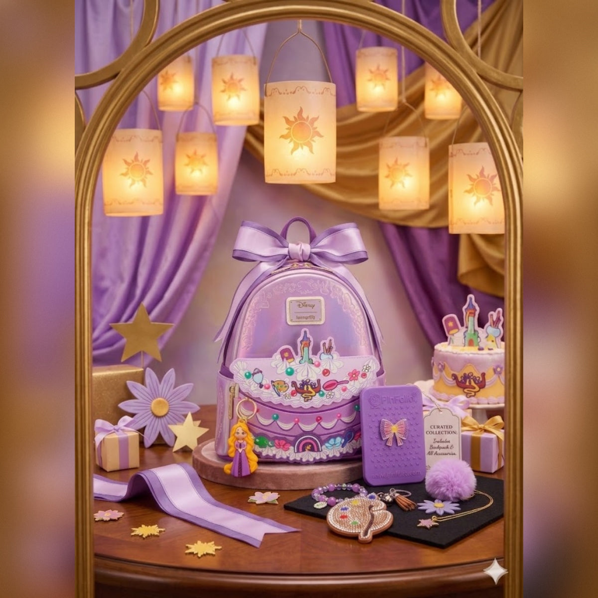 Disney Loungefly Cake Mini Backpack & Signature Bundle NWT - Rapunzel