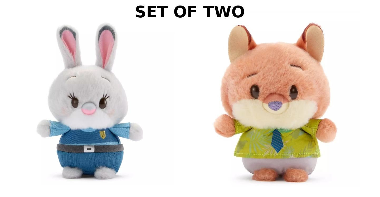 Disney Store Japan Zootopia Urupocha Chan Plush Set of 2 Judy Hopps Nick Wilde Mini 4” NWT