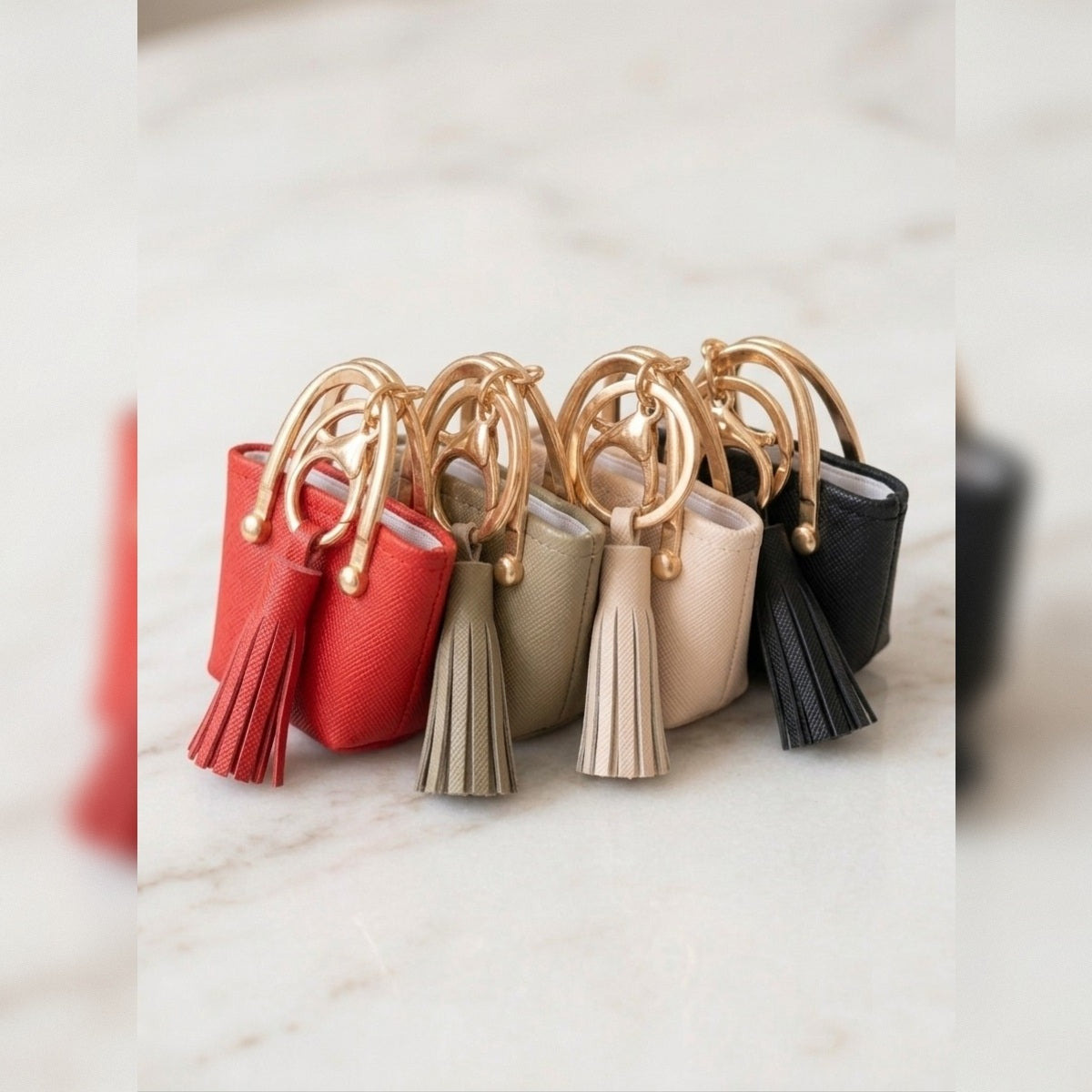 Saffiano Coin Pouch Luxury Bag Accessory-Mini Purse Keychain Charm
