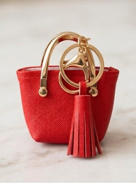 Saffiano Coin Pouch Luxury Bag Accessory-Mini Purse Keychain Charm
