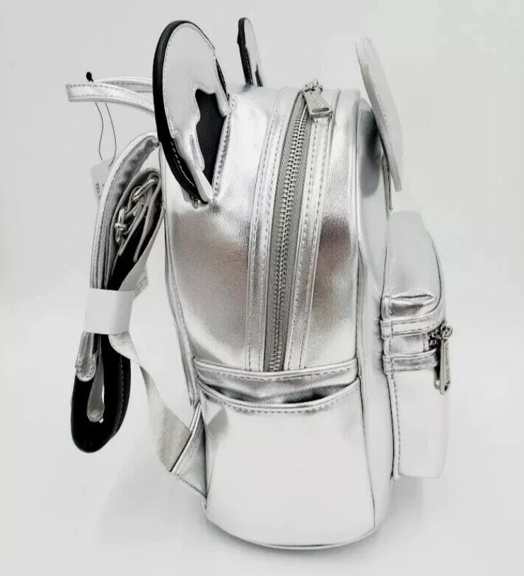 Loungefly Disney 100th Anniversary Minnie Mouse Silver Drip Figural Mini Backpack NWT