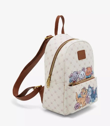 Loungefly Disney Aristocats Cats Floral Mini Backpack NWT Faux Leather Cream Marie