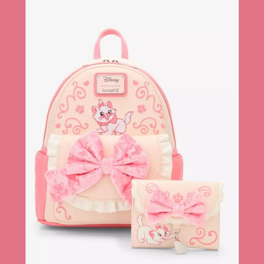 Aristocats Marie Velvet Bow Backpack and Wallet Set NWT