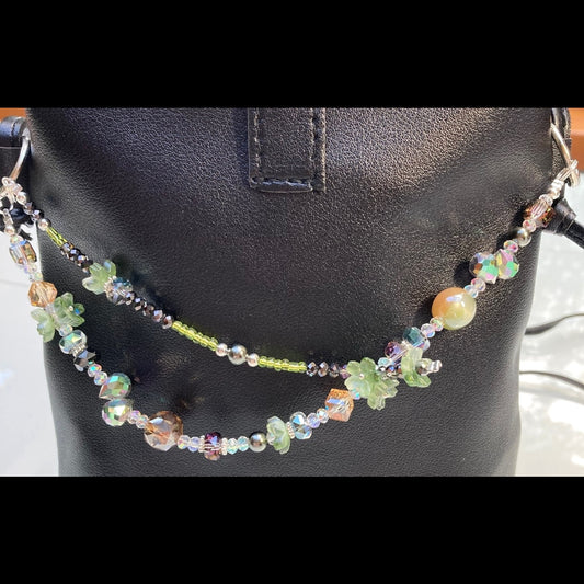 Handmade Silver and Green Floral Purse Necklace