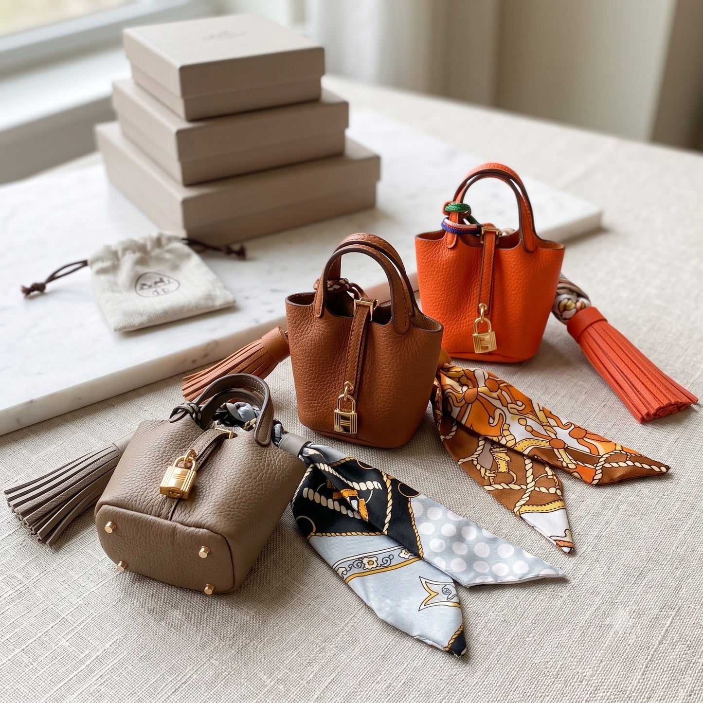 Timeless Classics Luxury Bag Accessory Trio Mini Purse Keychain Charms