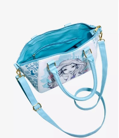 Loungefly Disney The Little Mermaid Ariel Blue Watercolor Satchel Crossbody Bag NWT