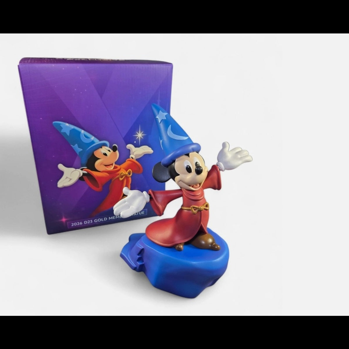 2026 D23 Gold Member Complete Kit – Sorcerer Mickey Statue, Sealed Lorcana Promo, Collector's Pin & Magnet