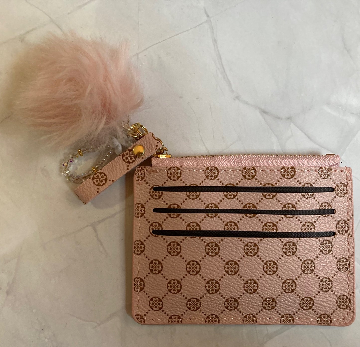 Pink Barrel Handbag Set with Matching Mini Wallet and Handmade Beaded Purse Necklace